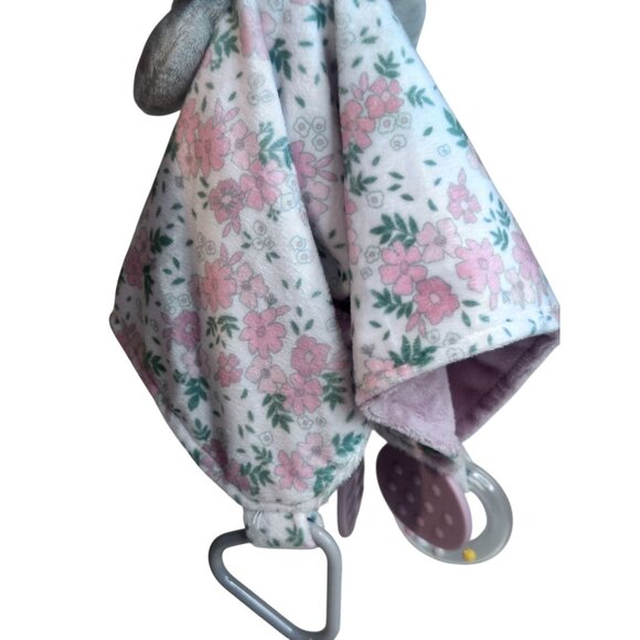 Modern Baby Elephant Snuggle Blankie Teething Toys Floral Lovey Girl Shower Gift - Picture 4 of 6